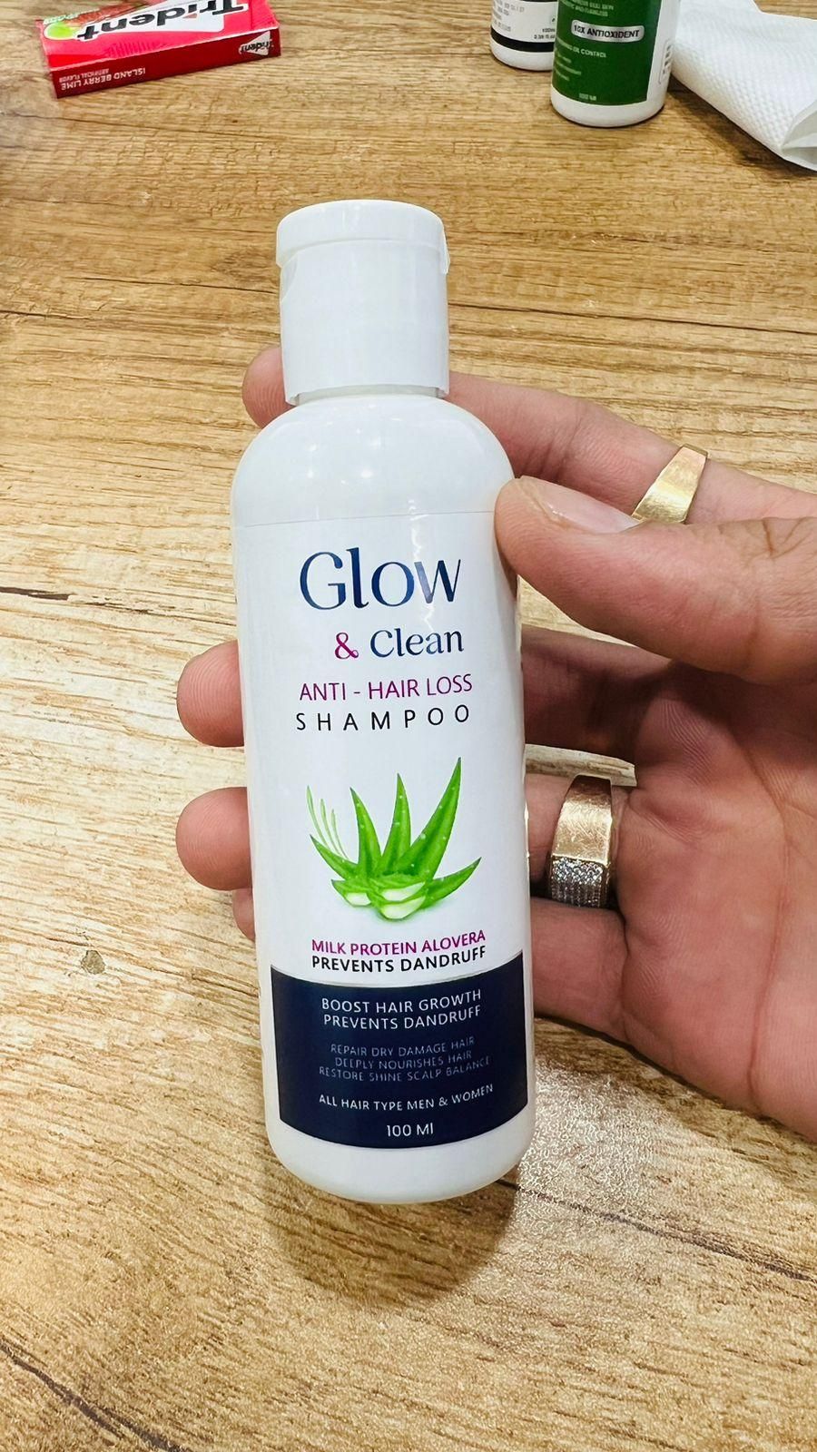 GLOW & Clean Anti-Hair Loss Shampoo 100ml - Infused with 25 Rich Ingredients for Healthy Hair (Pack of 2)